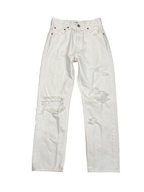 Moussy Vintage Howa White Straight Leg Distressed Jeans Size 27 Japan